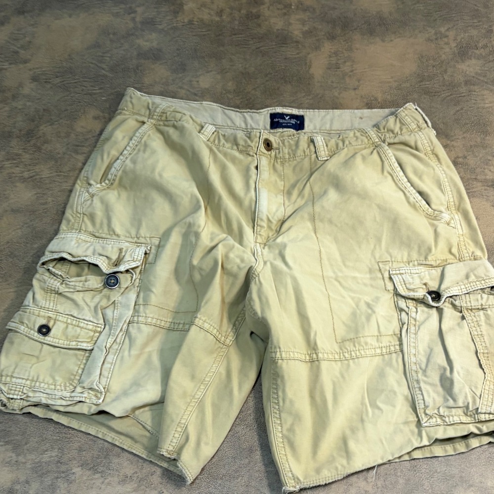 American Eagle Cargo Shorts Mens 36 Khaki Tan Classic Fit Cotton Utility 9327